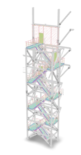 La escalera en una fábrica de aceite